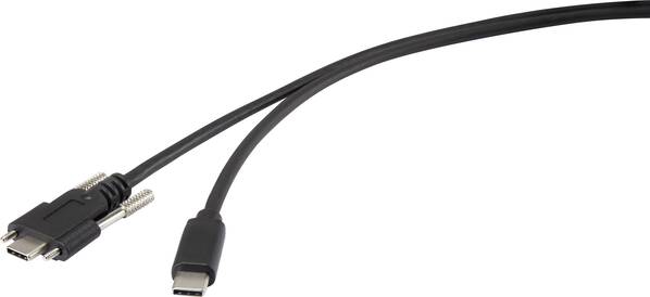Renkforce USB-Kabel USB 3.2 Gen1 (USB 3.0 / USB 3.1 Gen1) USB-C® Stecker, USB-C® Stecker 1.00 m Schwarz schraubbar RF-37