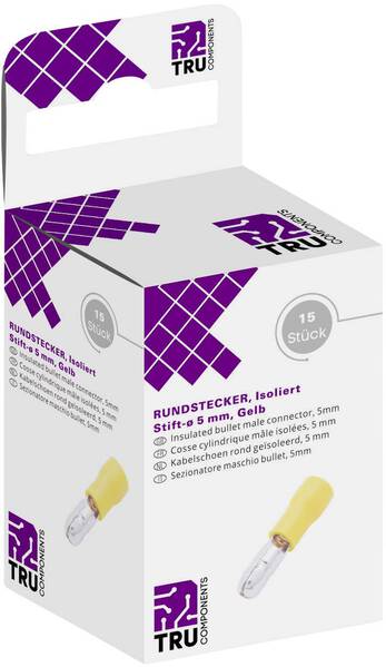 TRU COMPONENTS T1904C121 Rundstecker 4 mm² 6 mm² Teilisoliert Gelb 15 St.