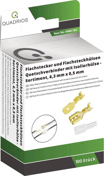 Quadrios 1908C183 Quetschverbinder-Sortiment 0.50 mm² 1 mm² Messing, Transparent 100 Teile