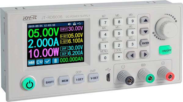 Joy-it RD6006 Labornetzgerät, einstellbar 0 - 60 V 0 mA - 6 A fernsteuerbar, programmierbar, schmale Bauform Anzahl A