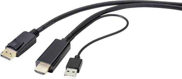 Renkforce DisplayPort / HDMI Adapterkabel DisplayPort Stecker, HDMI-A Stecker 1.00 m Schwarz RF-4600634 DisplayPort-Kab