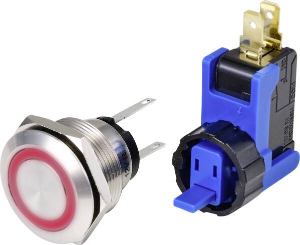TRU COMPONENTS TC-9201352 Drucktaster 250 V 15 A 1 x Ein/Aus tastend Rot IP65 1 St.