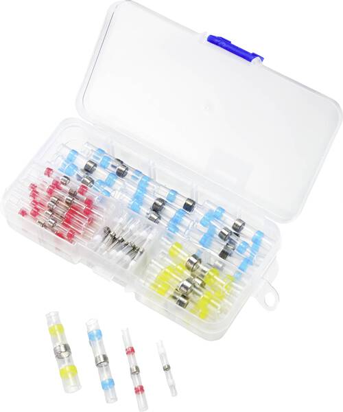 TRU COMPONENTS TC-9508160 Stoßverbinder Sortimentskasten, inkl. Rundstecker 6 mm² 6 mm² Vollisoliert Weiß, Rot, Blau, Ge