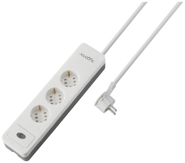 Sygonix SY-5145330 Steckdosenleiste mit Schalter 6fach Weiß, Grau Schutzkontakt 1 St.