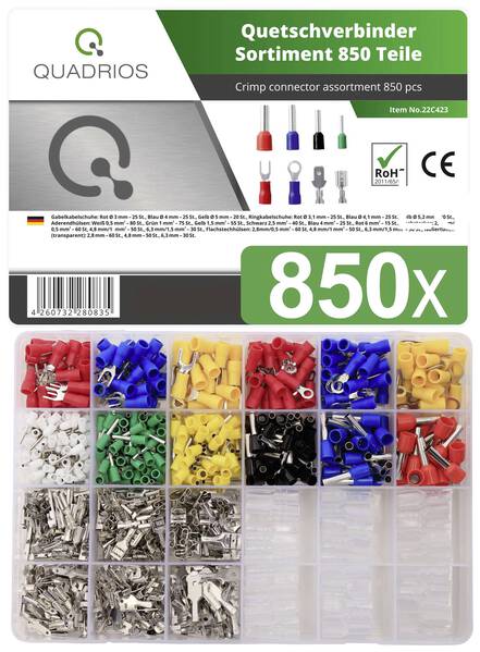 Quadrios 22C423 Quetschverbinder-Sortiment 0.5 mm² 6 mm² Rot, Blau, Gelb, Grün, Weiß, Transparent 1 Set