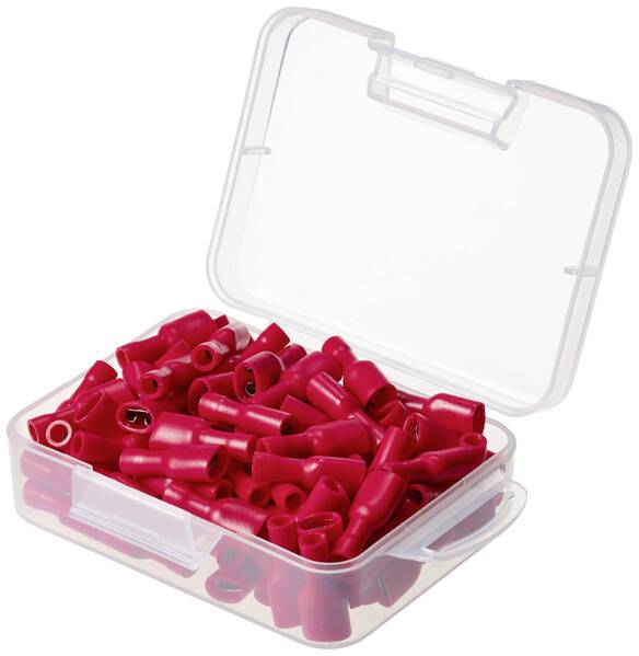 TRU COMPONENTS TC-11894520 Flachsteckhülse Steckbreite: 6.3 mm Steckdicke: 0.8 mm Vollisoliert Rot 100 St.