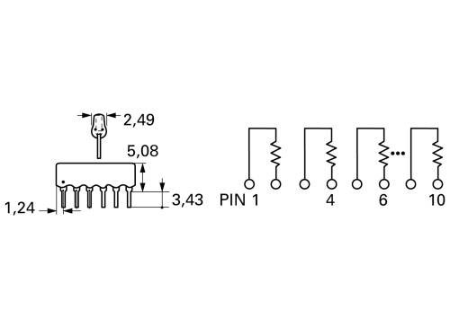 Bourns 4606X-102-103LF Widerstandsnetzwerk 10 kΩ THT SIP-6 0.3 W 1 St.