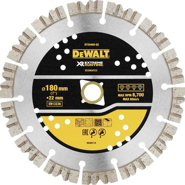 DEWALT DT20468-QZ Diamanttrennscheibe Durchmesser 180 mm Bohrungs-Ø 22.23 mm 1 St.