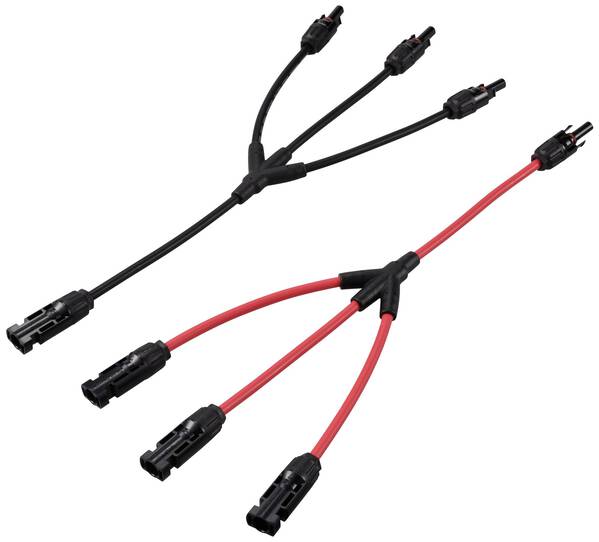 Je 1x Verteiler Y Solarstecker Stecker auf 3x Buchse + Buchse auf 3x Stecker TC-12195664 Schwarz, Rot TRU COMPONENTS In