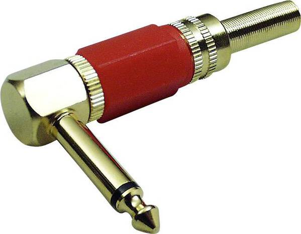 TRU COMPONENTS 1582695 Klinken-Steckverbinder 6.35 mm Stecker, gewinkelt Polzahl: 2 Mono Gold, Rot 1 St.