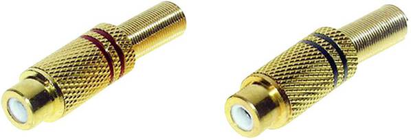 TRU COMPONENTS 1601060 Cinch-Steckverbinder Kupplung, gerade Polzahl: 2 Mono Rot, Schwarz 2 St.