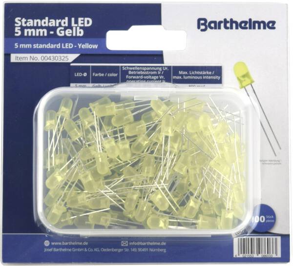 Barthelme LED-Sortiment Gelb Rund 5 mm 800 mcd 35 ° 30 mA 2 V