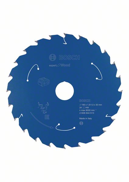 BOSCH Akku-Kreissägeblatt Expert for Wood, 190 x 1,5/1 x 30, 24 Zähne