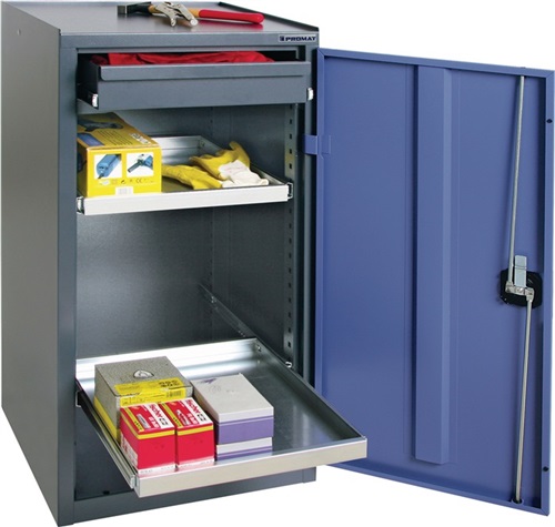 PROMAT Werkzeug-/Beistellschrank H1000xB500xT500mm 2Schubl.,1Bd.anthrazit/blau,NCS
