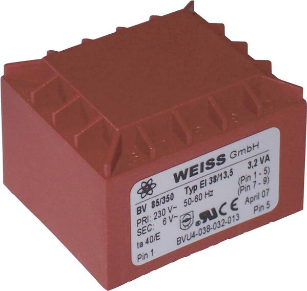 Weiss Elektrotechnik 85/350 Printtransformator 1 x 230 V 1 x 6 V/AC 3.20 VA 533 mA