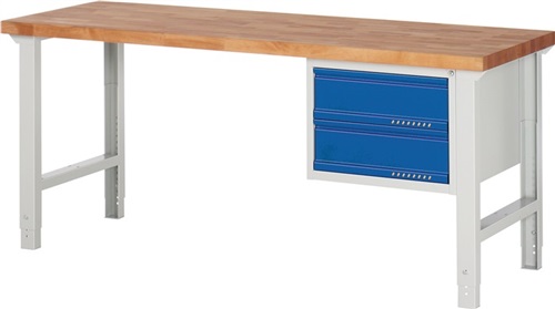 PROMAT Werkbank Ser.BK 650 B2000xT700xH790-1140mm Buche lichtgrau/blau 2 Schubl.PROMAT