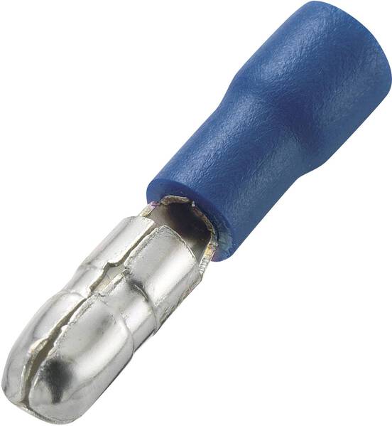 TRU COMPONENTS 1572194 Rundstecker 1.50 mm² 2.50 mm² Stift-Ø: 4 mm Teilisoliert Blau 100 St.