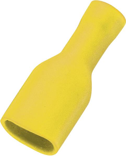 TRU COMPONENTS 1572130 Flachsteckhülse Steckbreite: 6.4 mm Steckdicke: 0.8 mm 180 ° Vollisoliert Gelb 50 St.