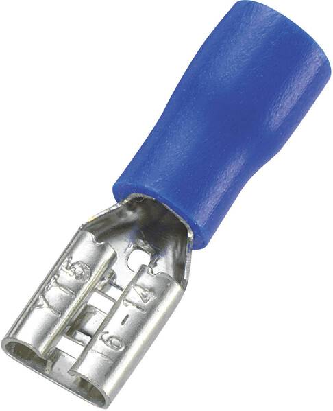 TRU COMPONENTS 1572132 Flachsteckhülse Steckbreite: 4.8 mm Steckdicke: 0.5 mm 180 ° Teilisoliert Blau 100 St.