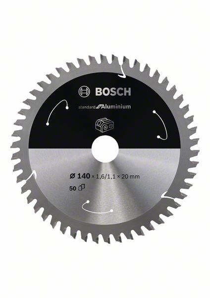 BOSCH Akku-Kreissägeblatt Standard for Aluminium, 140 x 1,6/1,1 x 20, 50 Zähne