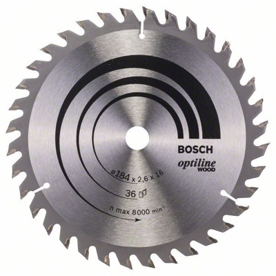 Bosch - Sägeblatt Optiline Wood für Handkreissägen ø184 x 16 x 2,6mm, 36 Zähne