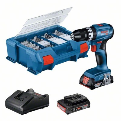 Bosch - Akku-Schlagbohrschrauber GSB 18V-45, 2x Akku GBA 18V 3.0Ah, L-Case Pick&Click