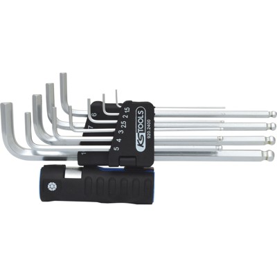 KSTOOLS® - 3 in 1 Innensechskant-Winkelstiftschlüssel-Satz, 10-teilig XL, Kugelkopf