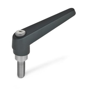 Ganter Norm® - 101.1-14-M6-12-SW Verstellbare Klemmhebel, Zink-Druckguss, Schraube Edelstahl