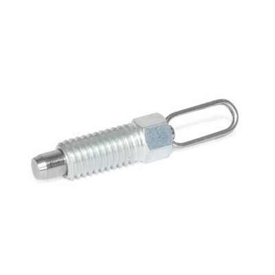 Ganter Norm® - 717-8-M12X1,5-D-ST Rastbolzen, Stahl, mit Zugring / Zugöse, ohne Rastsperre
