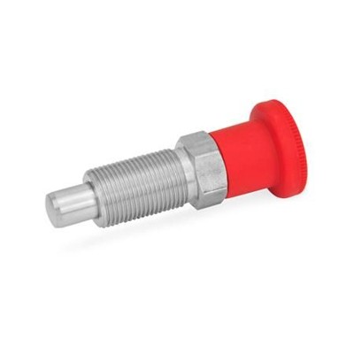 Ganter Norm® - 817-4-4-B-NI-RT Edelstahl-Rastbolzen mit rotem Knopf