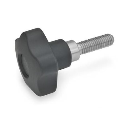 Ganter Norm® - 5337.3-40-M6-25-NI Sicherheits-Sterngriffschrauben, Kunststoff