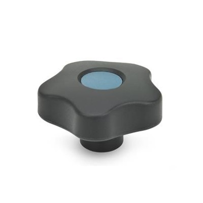 Ganter Norm® - 5337.2-40-M8-E-DBL Sterngriffe mit farbigen Abdeckkappen, Kunststoff, Buchse Messing