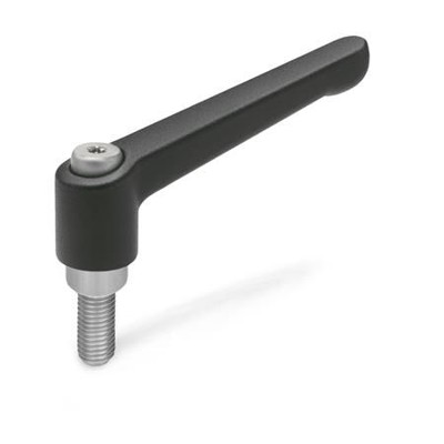 Ganter Norm® - 300.1-22-M5-12-SW Verstellbare Klemmhebel, Zink-Druckguss, Schraube Edelstahl