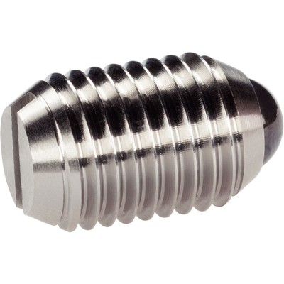 HALDER - Federndes Druckstück, mit Keramikkugel und Schlitz, rostfreier Stahl A4/rostfreier Stahl A4, Standard-Federkraft