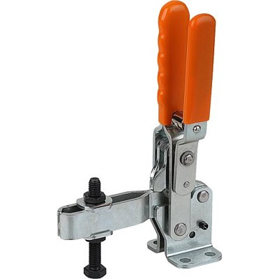 KIPP - SCHNELLSPANNER VERTIKAL STAHL, FUß WAAGRECHT, KOMP:KUNSTSTOFF, ORANGE, M=M08X60