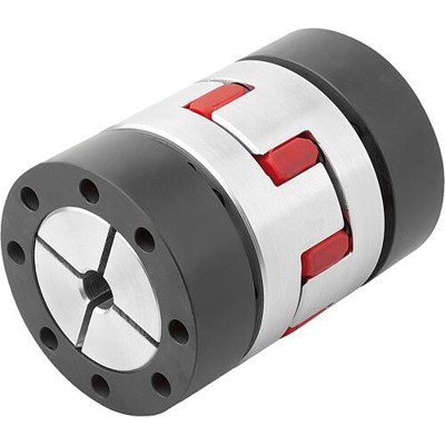 KIPP - ELASTOMER-KLAUENKUPPLUNG MIT KONUSNABE+SPANNRING GR.24, D1=20, D2=25, L=78, ALUMINIUM,