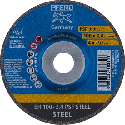 PFERD - Trennscheibe EH 100x2,4x16 mm gekröpft Universallinie PSF STEEL für Stahl