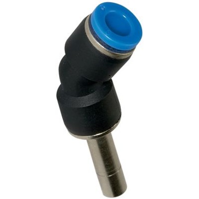 RIEGLER® - Steckverbindung 45°, Stecknippel 6mm »Blaue Serie«, Schlauch-Ø 6