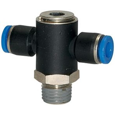 RIEGLER® - T-Steckverschraubung »Blaue Serie«, drehbar, R 1/4" außen, Ø 6mm