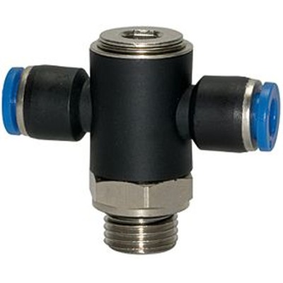 RIEGLER® - T-Steckverschraubung »Blaue Serie«, drehbar, G 3/8" außen, Ø 10mm