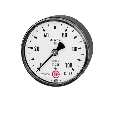 RIEGLER® - Kapselfedermanometer, G 1/4" hinten zentrisch, 0-250 mbar, Ø 63