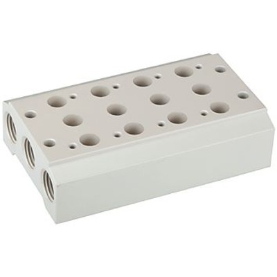 RIEGLER® - Mehrfach-Grundplatte für 5/2-5/3-Wegeventile, 5 Positionen, G 1/8", G 1/4"