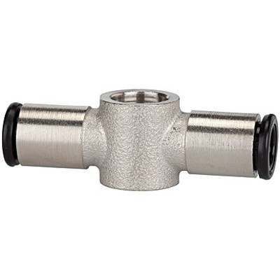 RIEGLER® - T-Ringstück, für Hohlschraube M5, Schlauch-Ø 4mm, Messing vernickelt