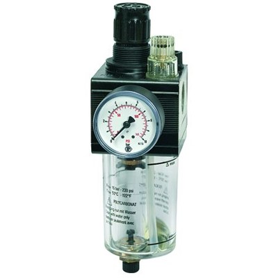 RIEGLER® - Kombi-Wartungseinheit, mit PC-Behälter, BG 1, G 3/8", 0,5 - 16 bar