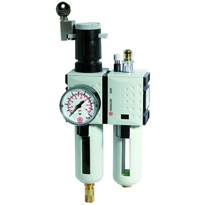 RIEGLER® - Wartungseinheit 2-teilig »FUTURA«, PC-Behälter, BG 2, G 1/2", 0,5 - 8 bar, VA