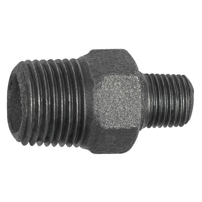 RIEGLER® - Doppelgewindenippel 245 reduzierend, R 1/2" A, R 3/8" A, Temperguss schwarz
