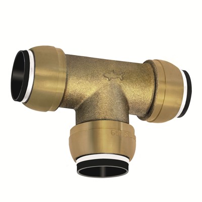 RIEGLER® - T-Verbinder, Messing, »sharkbite«, für Rohr-Außen-ø 22mm