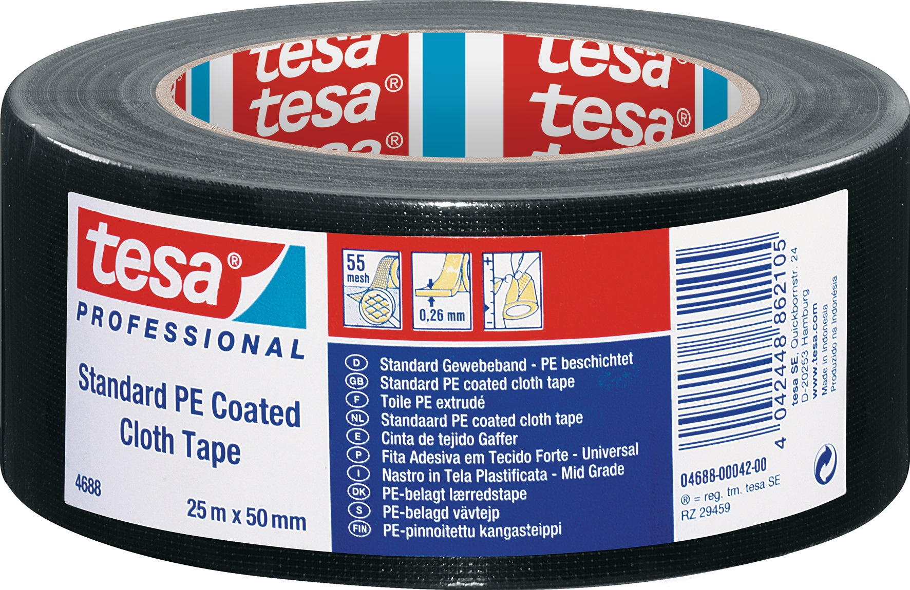 TESA Gewebeband tesaband® Stand.4688 silber-matt L.25m B.50mm Rl.TESA