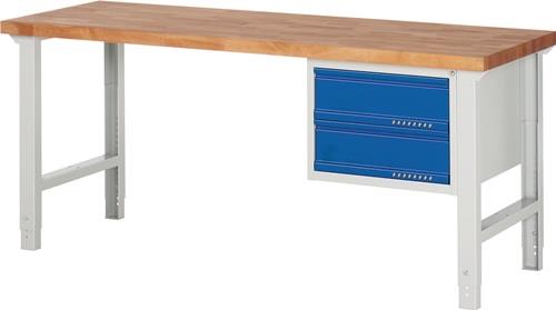 PROMAT Werkbank Ser.BK 650 B2000xT700xH790-1140mm Buche lichtgrau/blau 2 Schubl.PROMAT