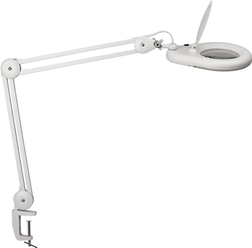 Nordwest LED-Lupenleuchte Glaslinse 127mm 5Zoll Tischklemme schwarz Abdeckung,runder Kopf